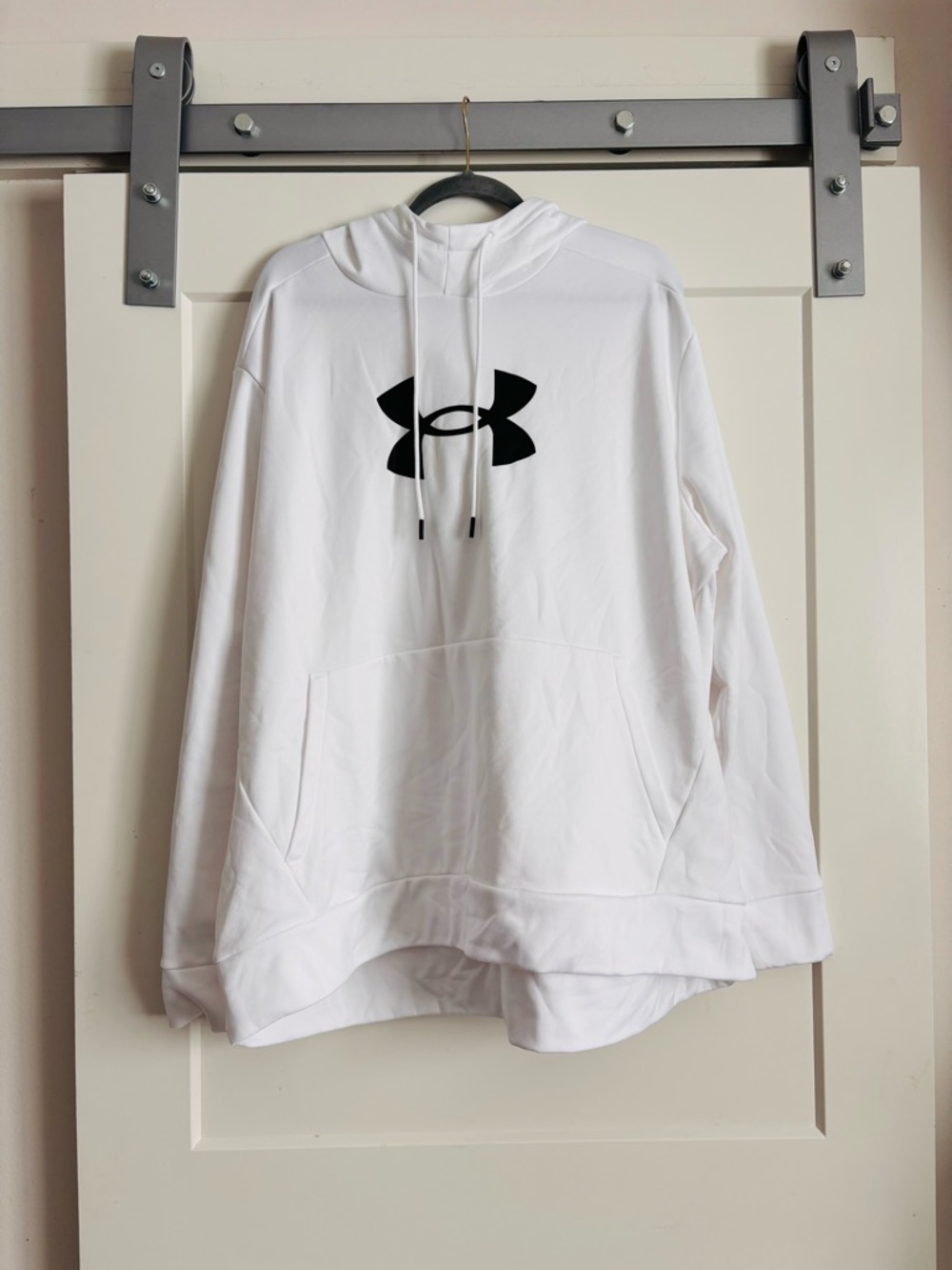 Under Armour White Hoodie with Black Logo Pullover